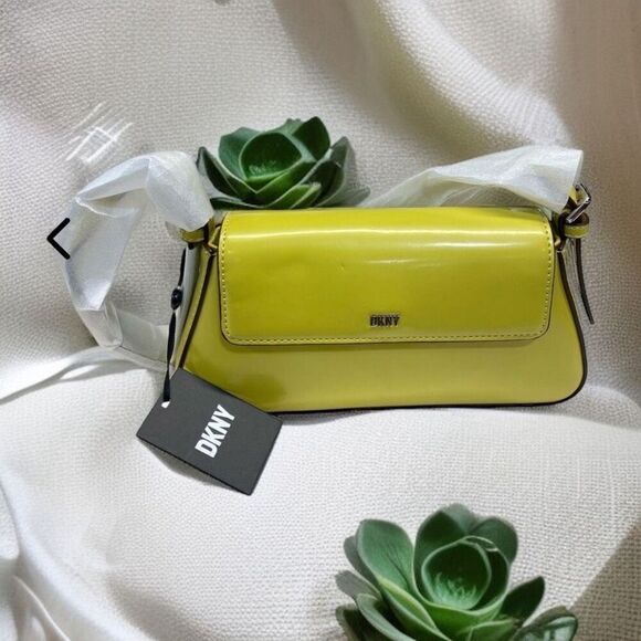 DKNY Suri Flap Shoulder Bag Asymmetric Y2K Lime NWT MSRP: $228.00 - Picture 1 of 9